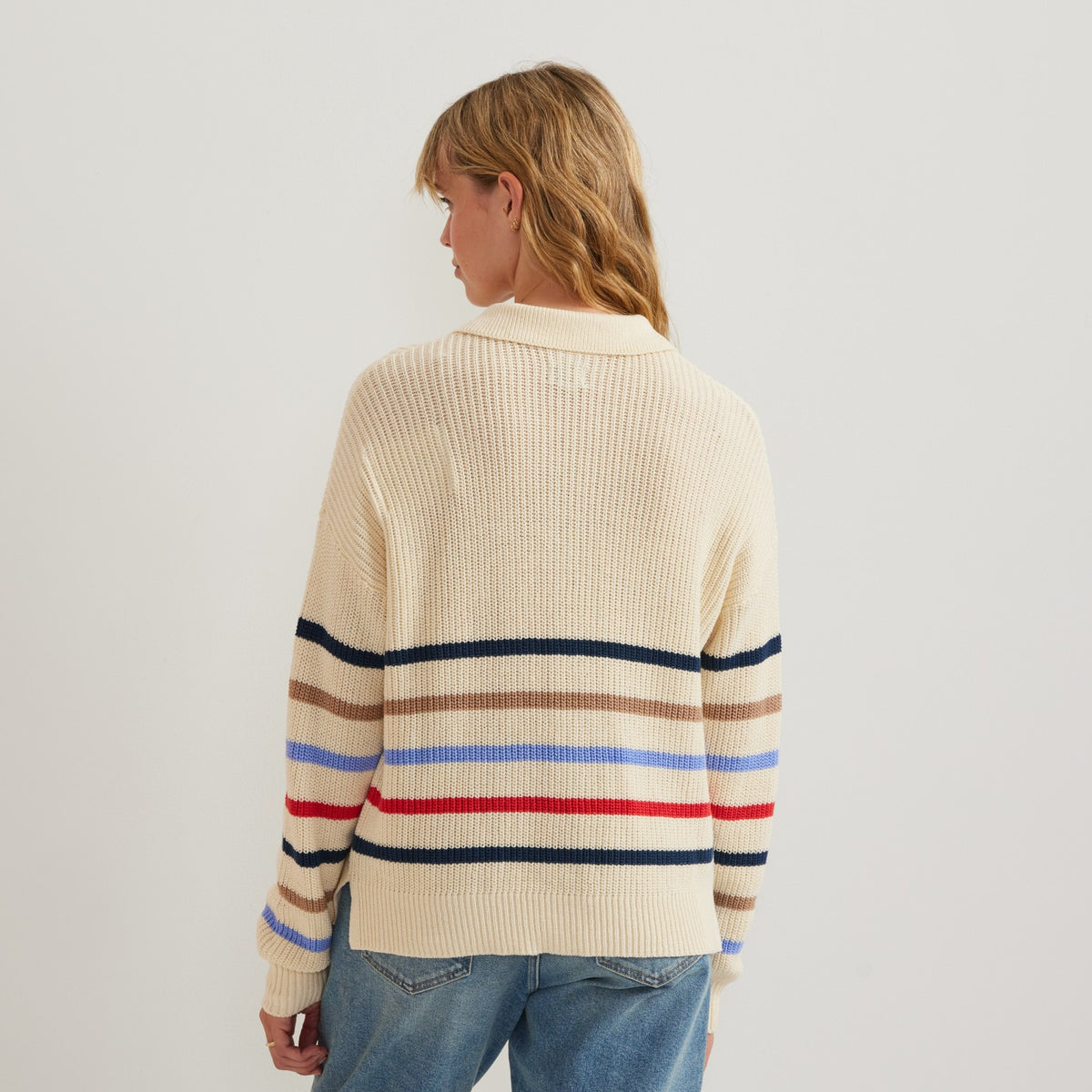 Eddie Bauer Women's Johnny Collar Multi Stripe Swe