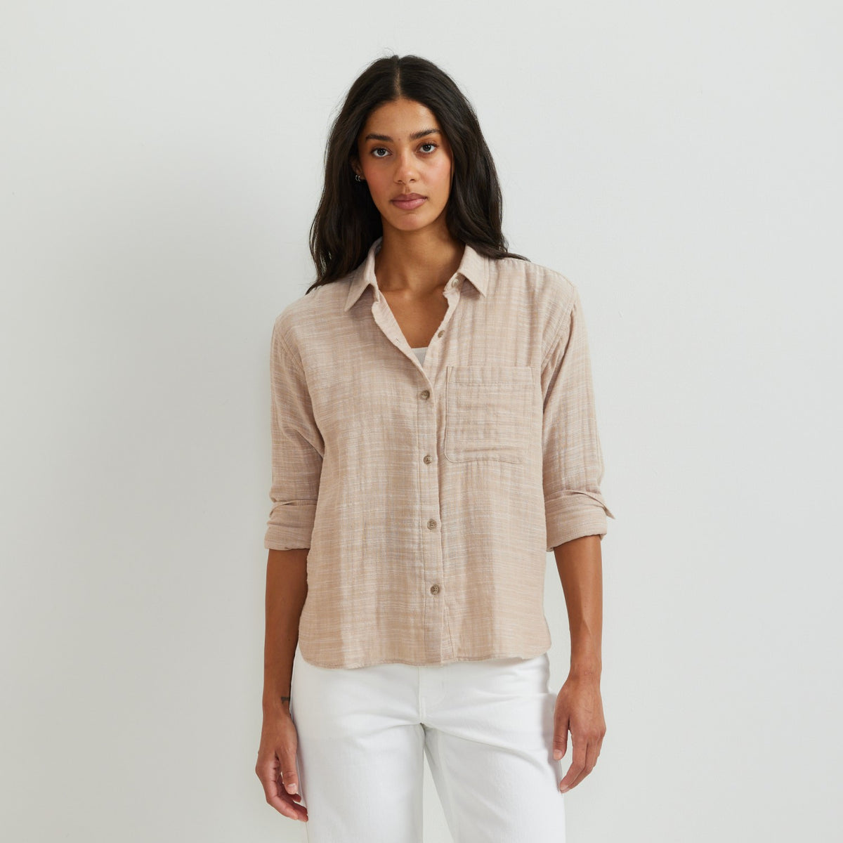 Eddie Bauer Women's Woven Cotton Slub LS