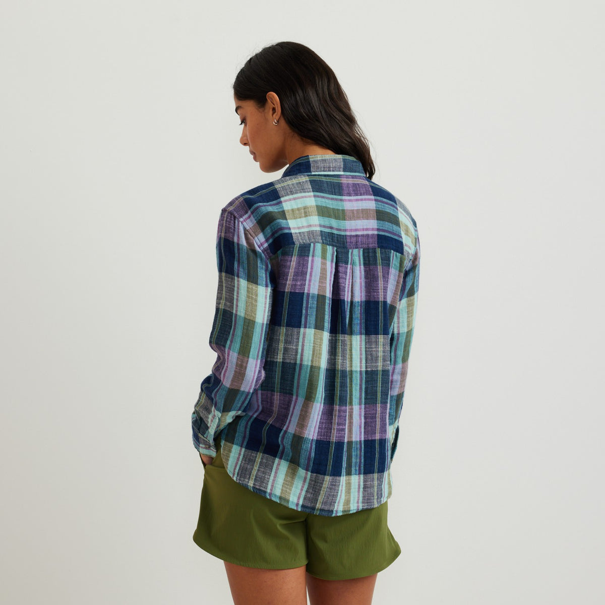 Eddie Bauer Women's Woven Plaid Cotton Slub LS