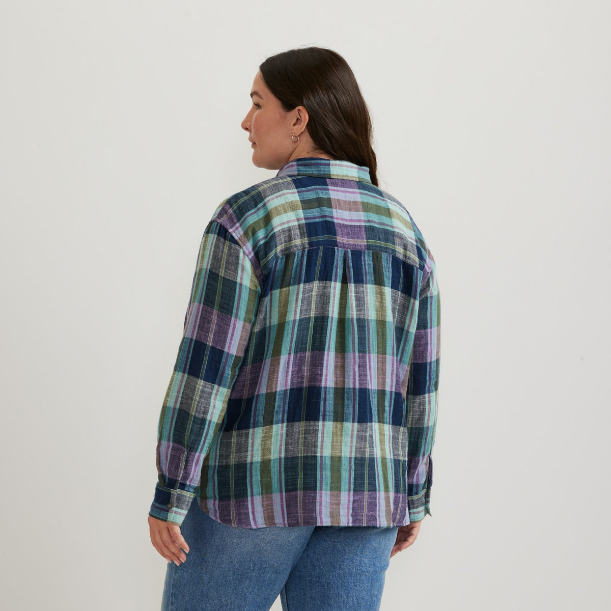 Eddie Bauer Women's Woven Plaid Cotton Slub LS