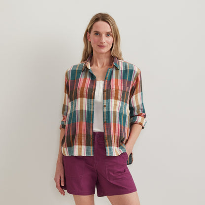 Eddie Bauer Women's Woven Plaid Cotton Slub LS