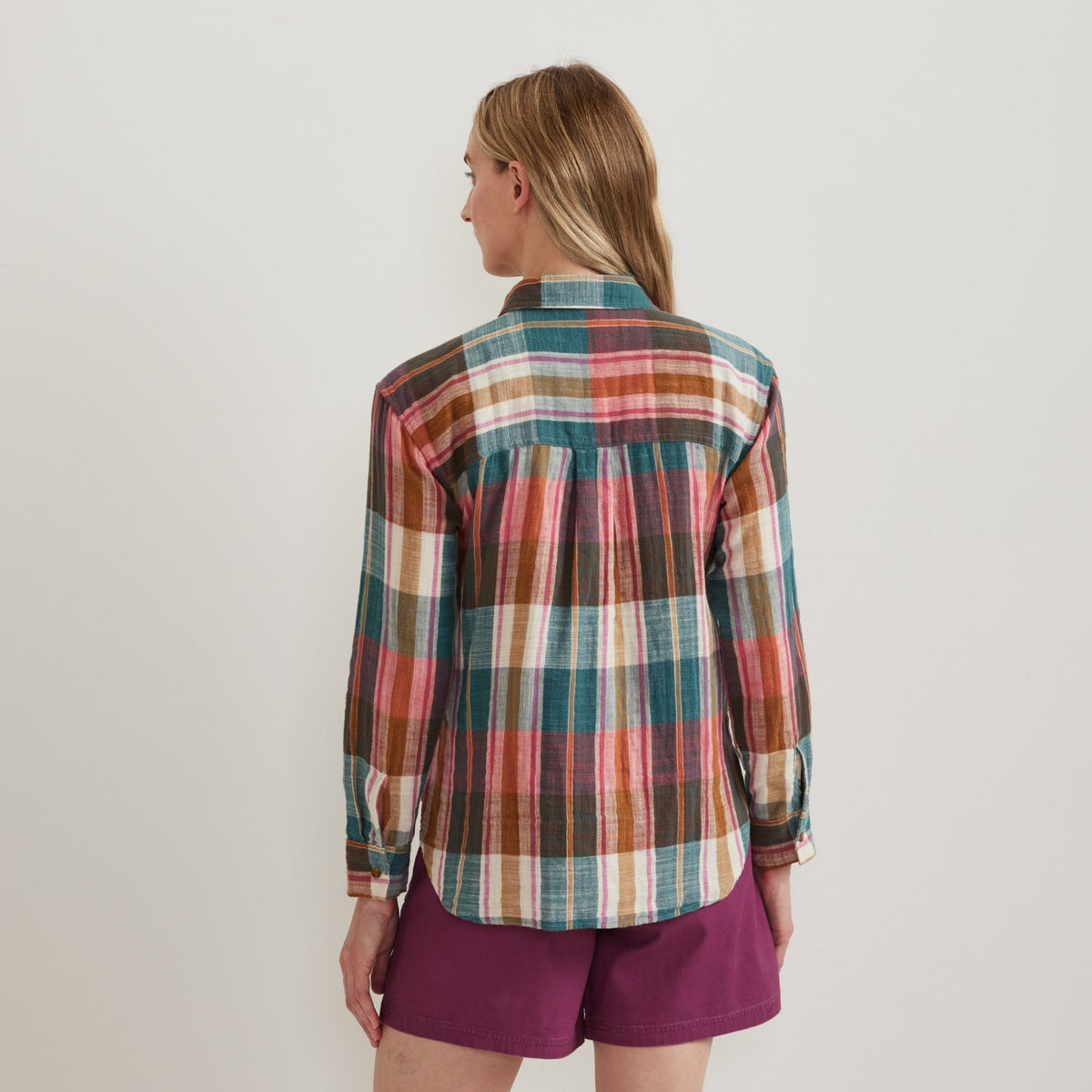 Eddie Bauer Women's Woven Plaid Cotton Slub LS