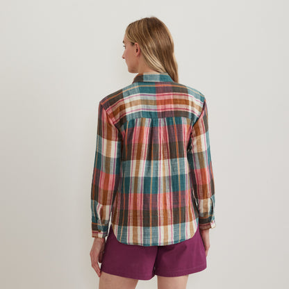 Eddie Bauer Women's Woven Plaid Cotton Slub LS