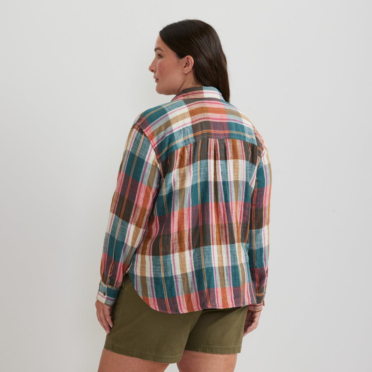 Eddie Bauer Women's Woven Plaid Cotton Slub LS