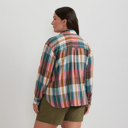 Eddie Bauer Women's Woven Plaid Cotton Slub LS