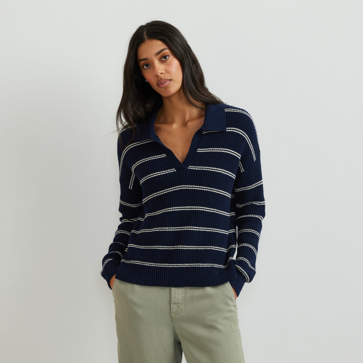 Eddie Bauer Women's Johnny Collar Stripe Sweater