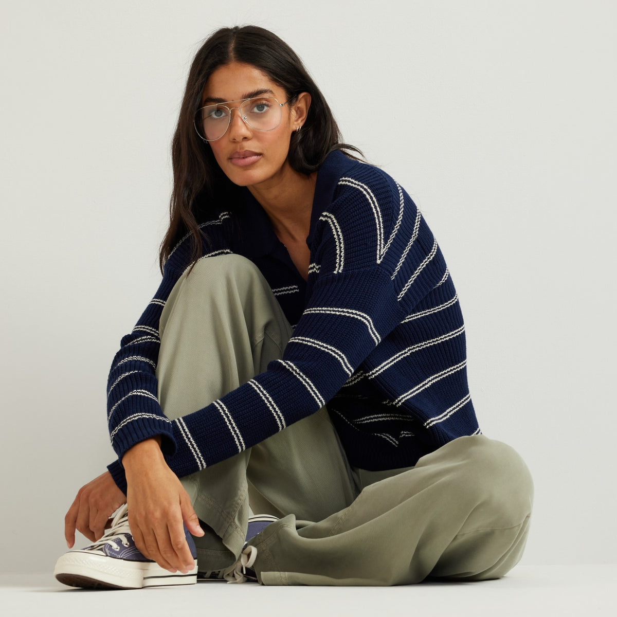 Eddie Bauer Women's Johnny Collar Stripe Sweater