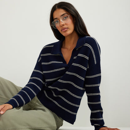 Eddie Bauer Women's Johnny Collar Stripe Sweater