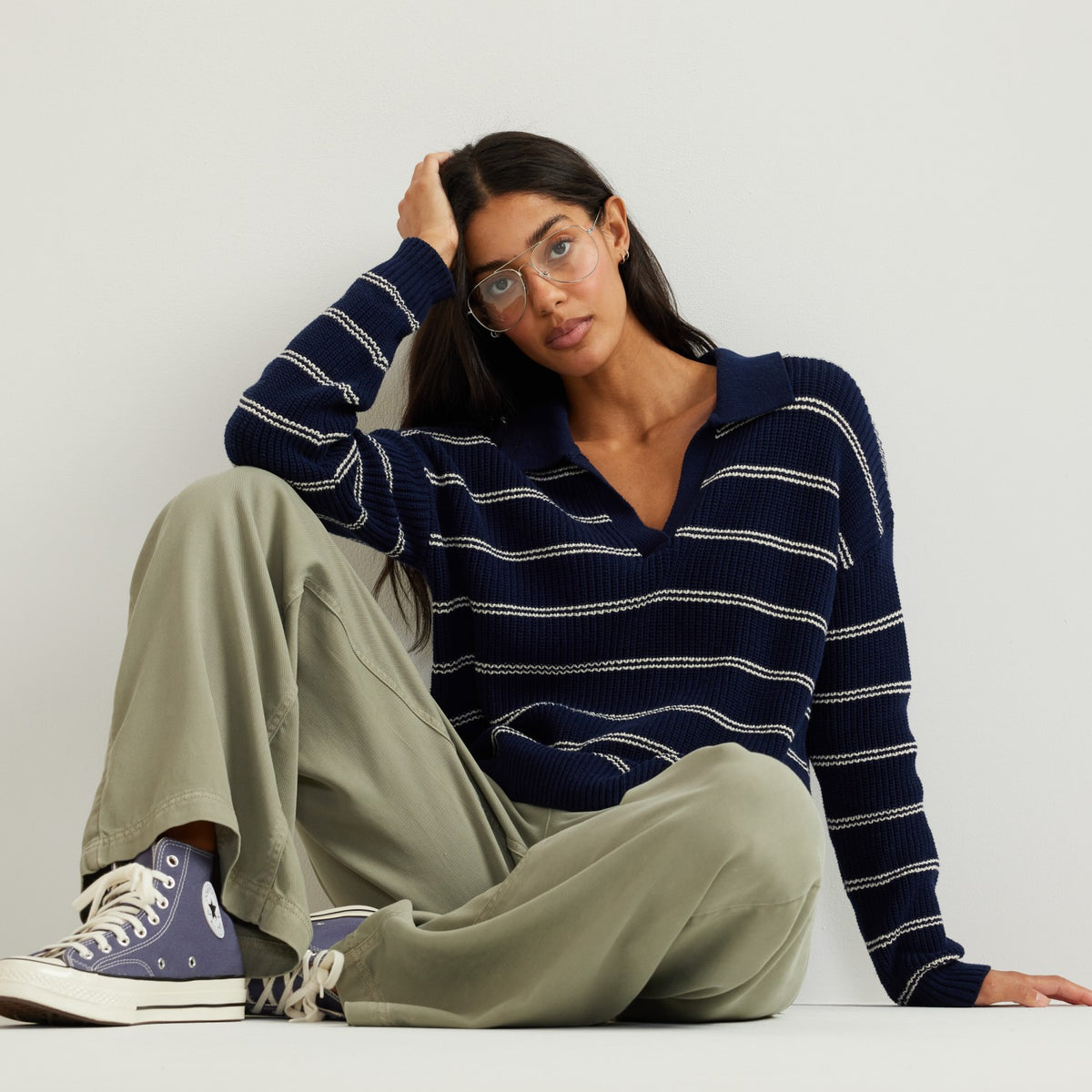 Eddie Bauer Women's Johnny Collar Stripe Sweater