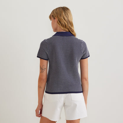 Eddie Bauer Women's Textured Microstripe SS Sweate