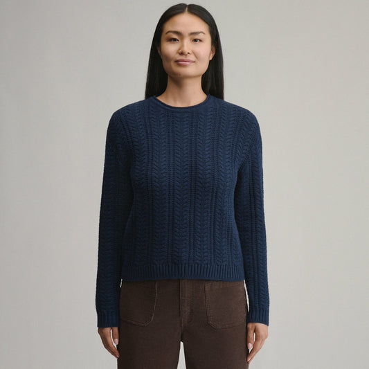 Eddie Bauer Women's Cotton Cable Crew Sweater