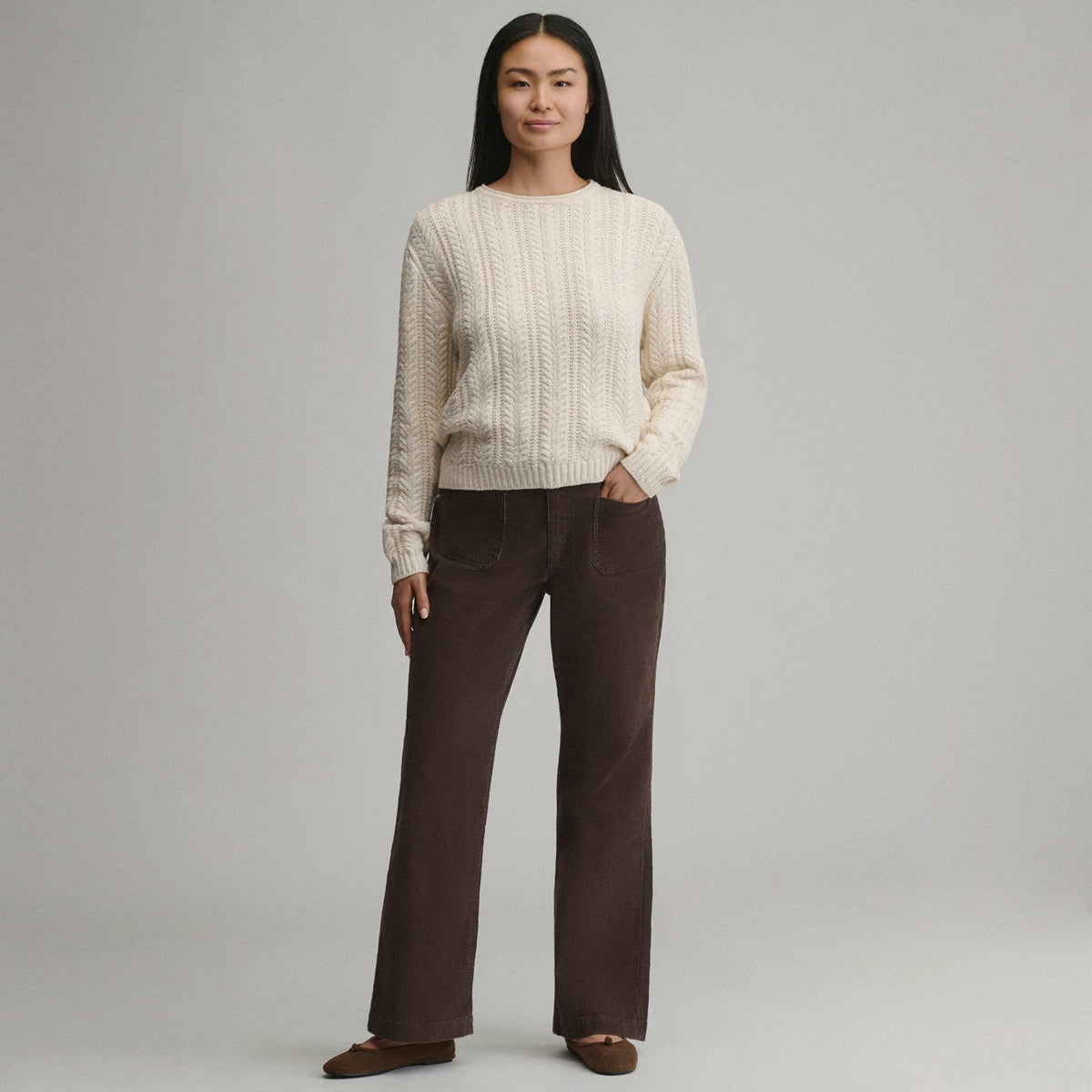 Eddie Bauer Women's Cotton Cable Crew Sweater