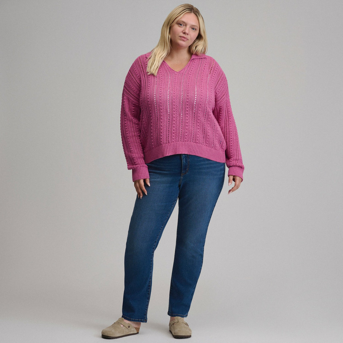 Eddie Bauer Women's Long-Sleeve Slub Johnny Collar Sweater