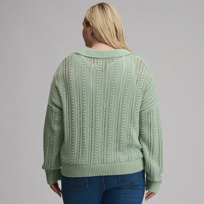 Eddie Bauer Women's Long-Sleeve Slub Johnny Collar Sweater