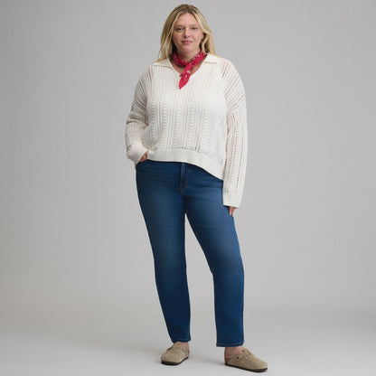 Eddie Bauer Women's Long-Sleeve Slub Johnny Collar Sweater
