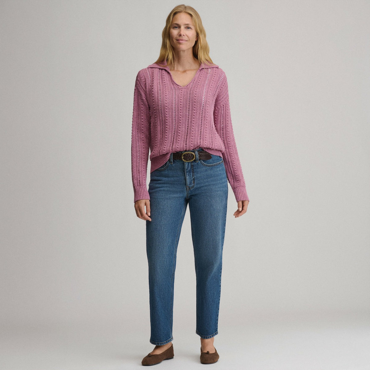 Eddie Bauer Women's Long-Sleeve Slub Johnny Collar Sweater