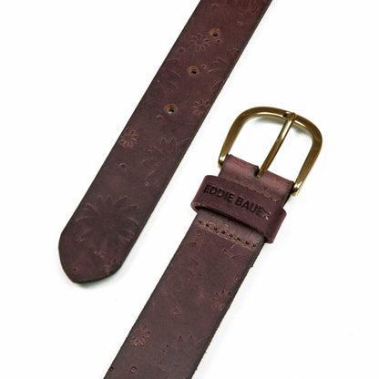 Eddie Bauer Women's Floral Tooled Leather Belt