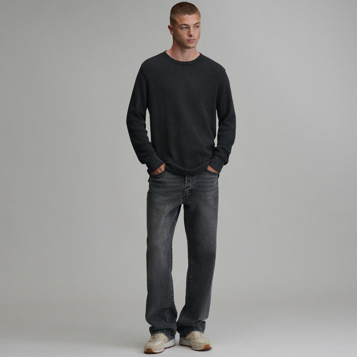 Eddie Bauer Men's Plaited Waffle Thermal Crew