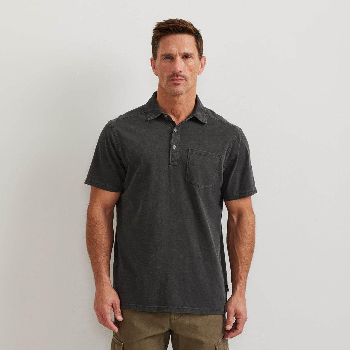 Eddie Bauer Men's SS Sunwashed Cotton Pocket Polo