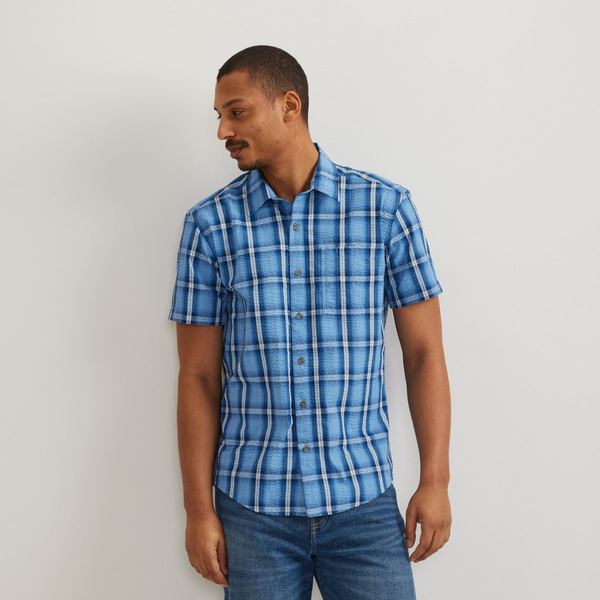 Eddie Bauer Men's SS Pack It Seersucker 3.0