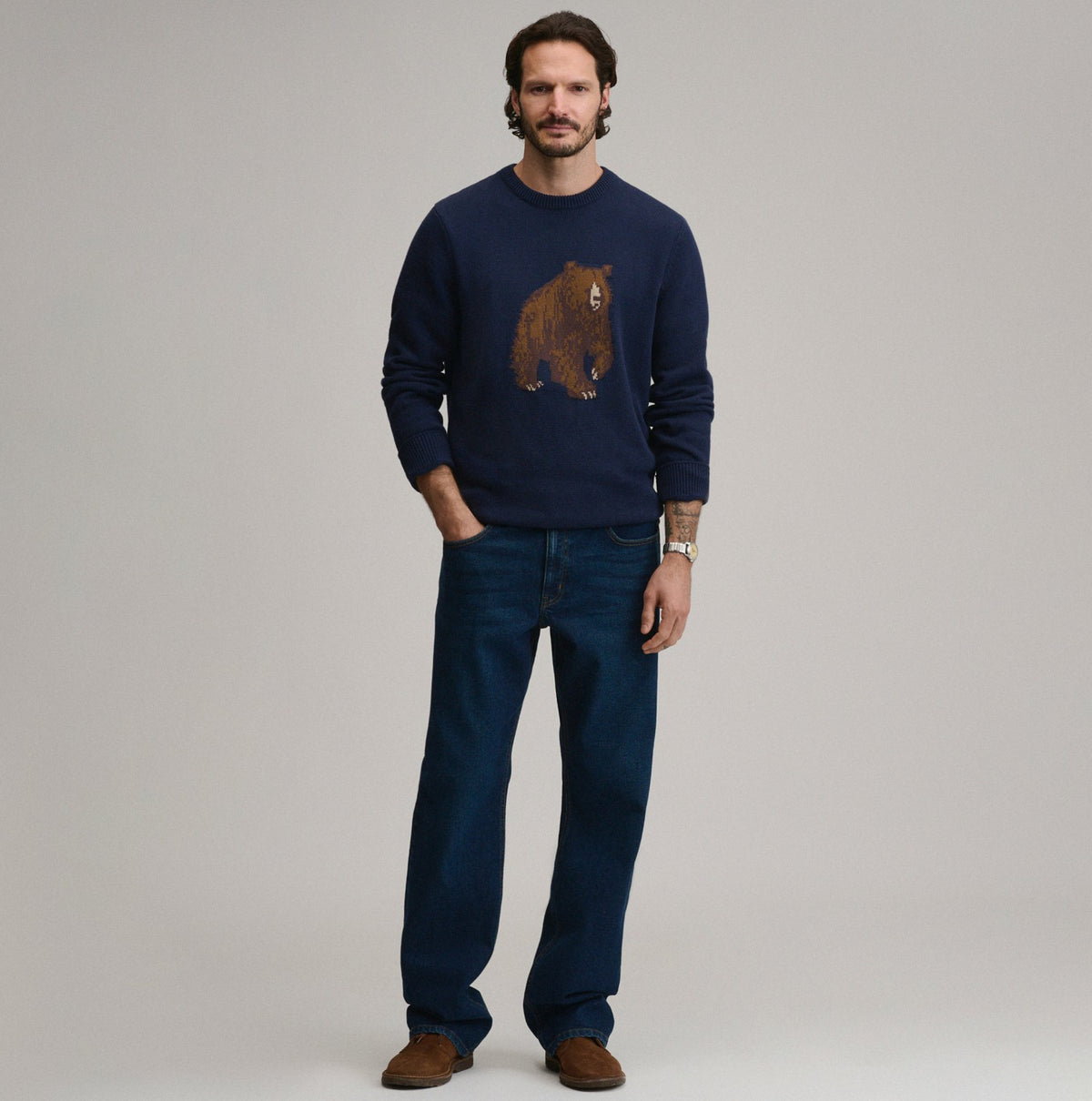 Eddie Bauer Men's Classic Crew Bear Sweater
