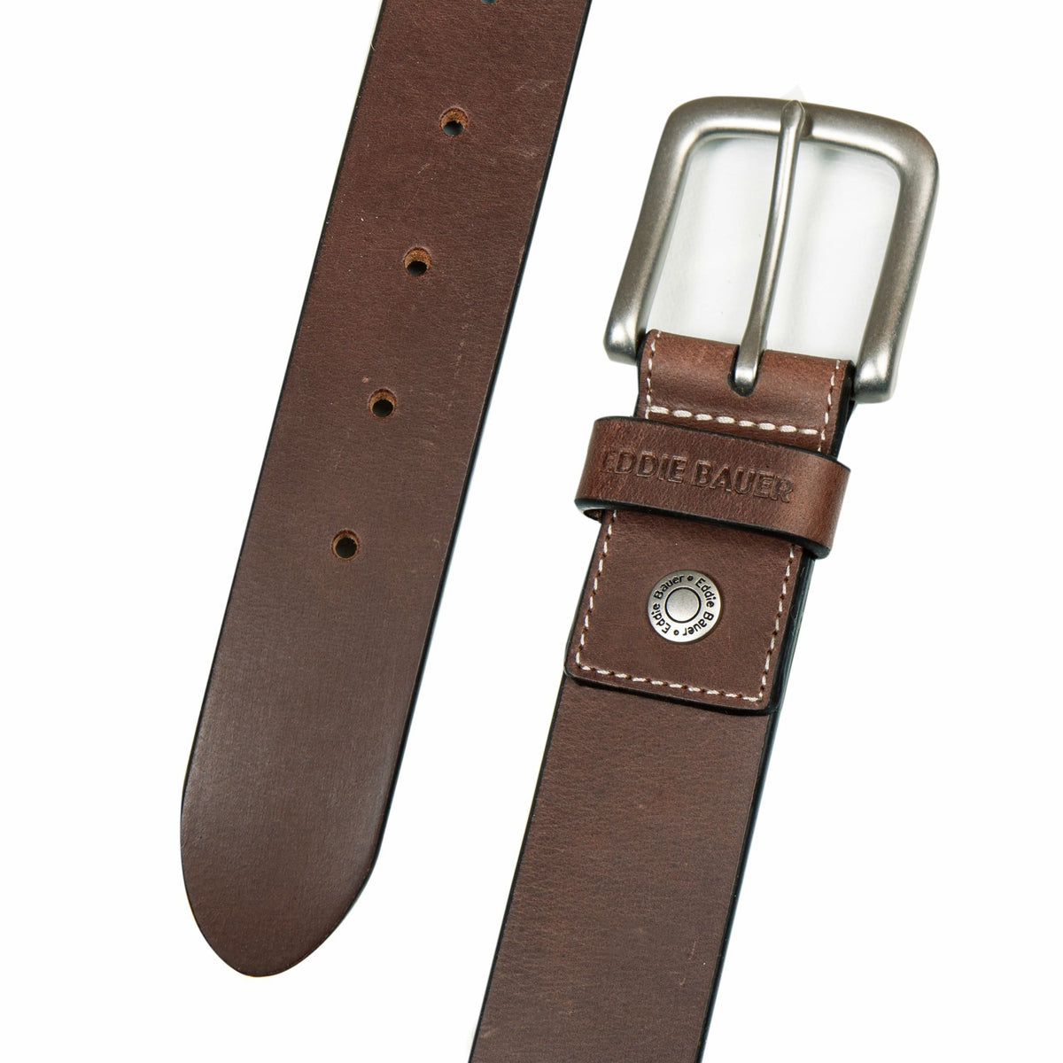 Eddie Bauer Men's Bridle Leather Belt with Nickel Finish Buckle