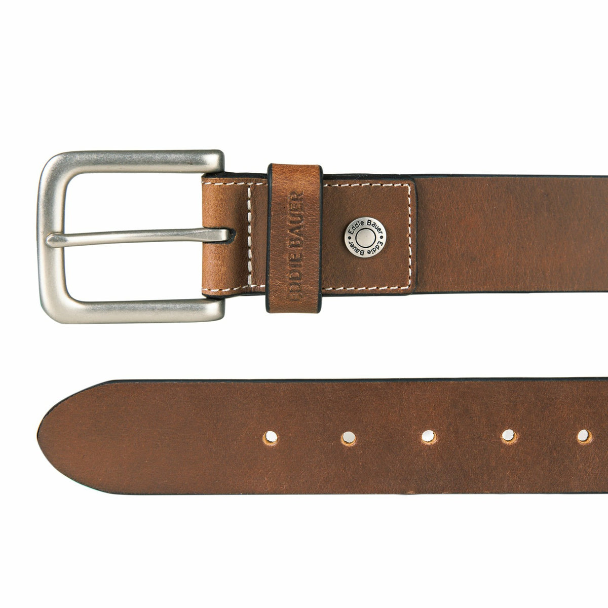 Eddie Bauer Men's Bridle Leather Belt with Nickel Finish Buckle