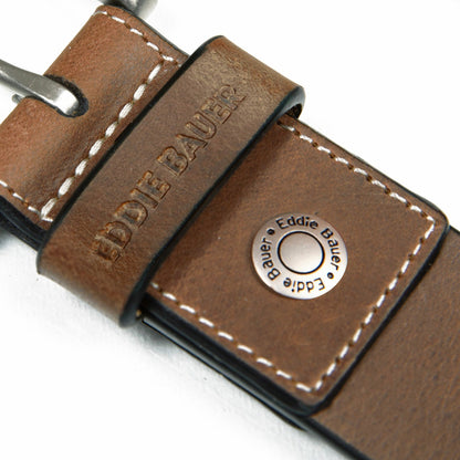 Eddie Bauer Men's Bridle Leather Belt with Nickel Finish Buckle