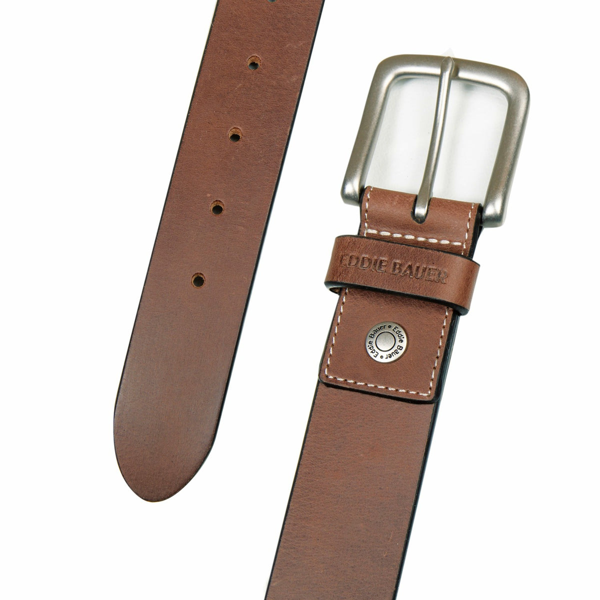 Eddie Bauer Men's Bridle Leather Belt with Nickel Finish Buckle