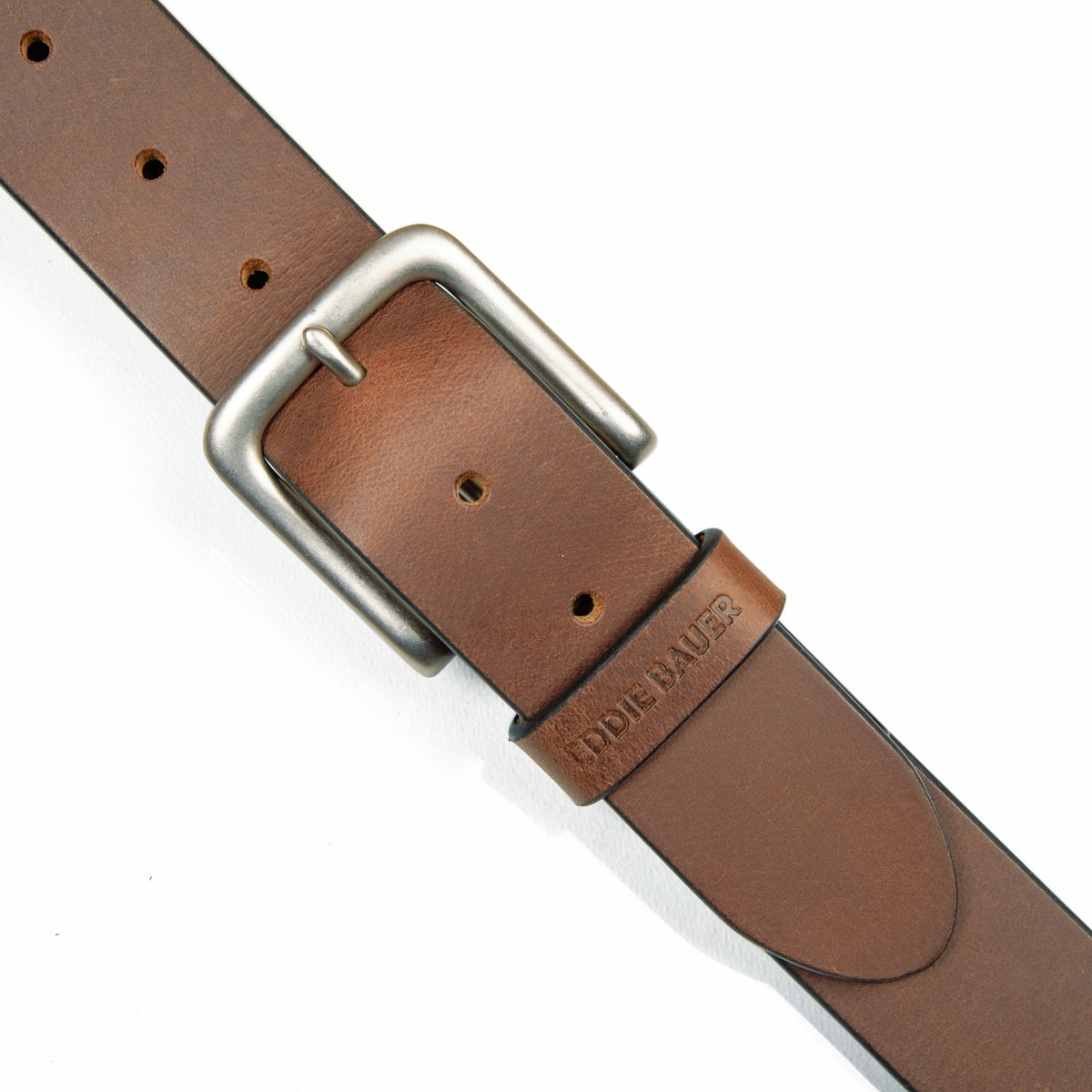 Eddie Bauer Men's Bridle Leather Belt with Nickel Finish Buckle