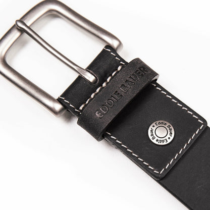 Eddie Bauer Men's Bridle Leather Belt with Nickel Finish Buckle