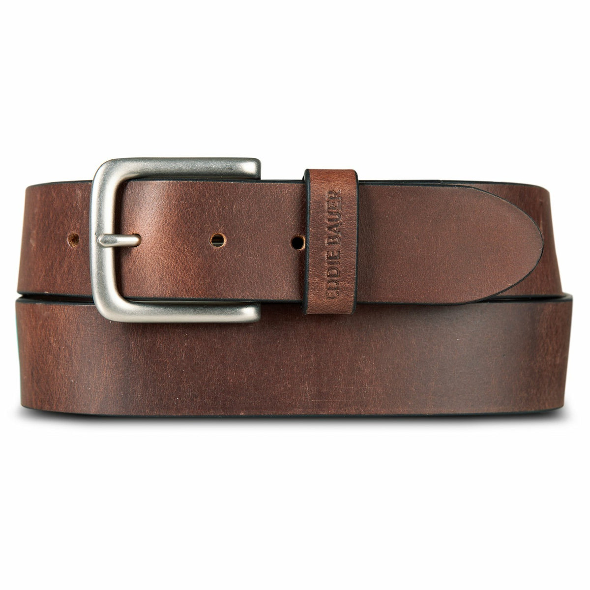 Eddie Bauer Men's Bridle Leather Belt with Nickel Finish Buckle