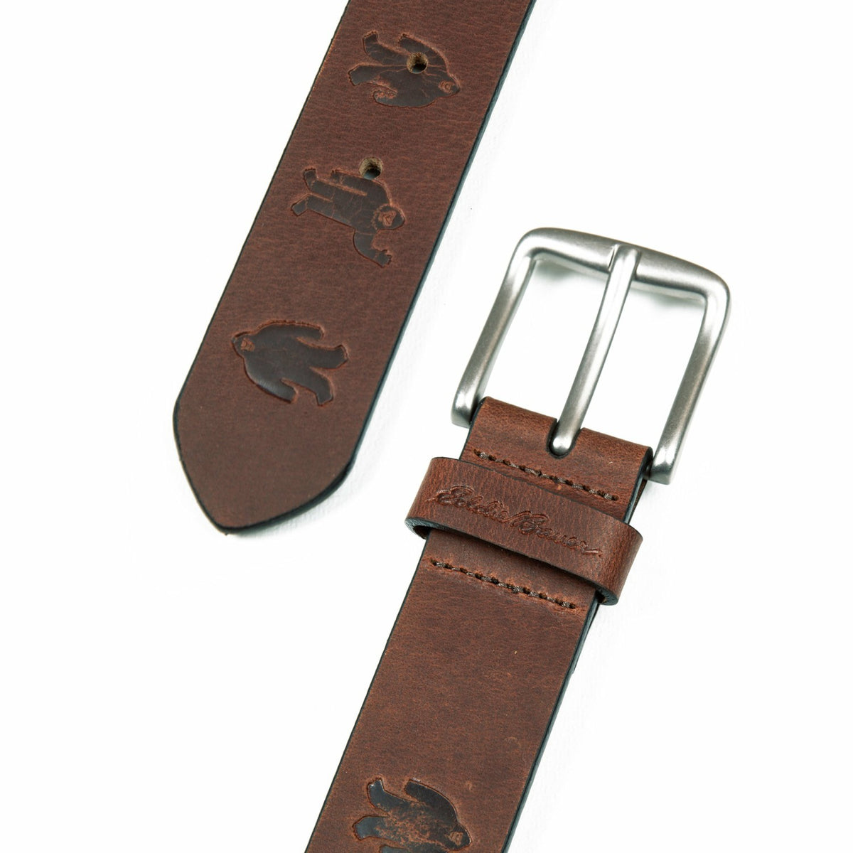 Eddie Bauer Men's Embossed Sasquatch Harness Leather Belt