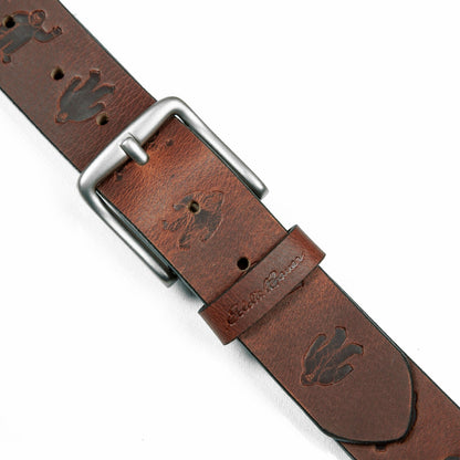 Eddie Bauer Men's Embossed Sasquatch Harness Leather Belt