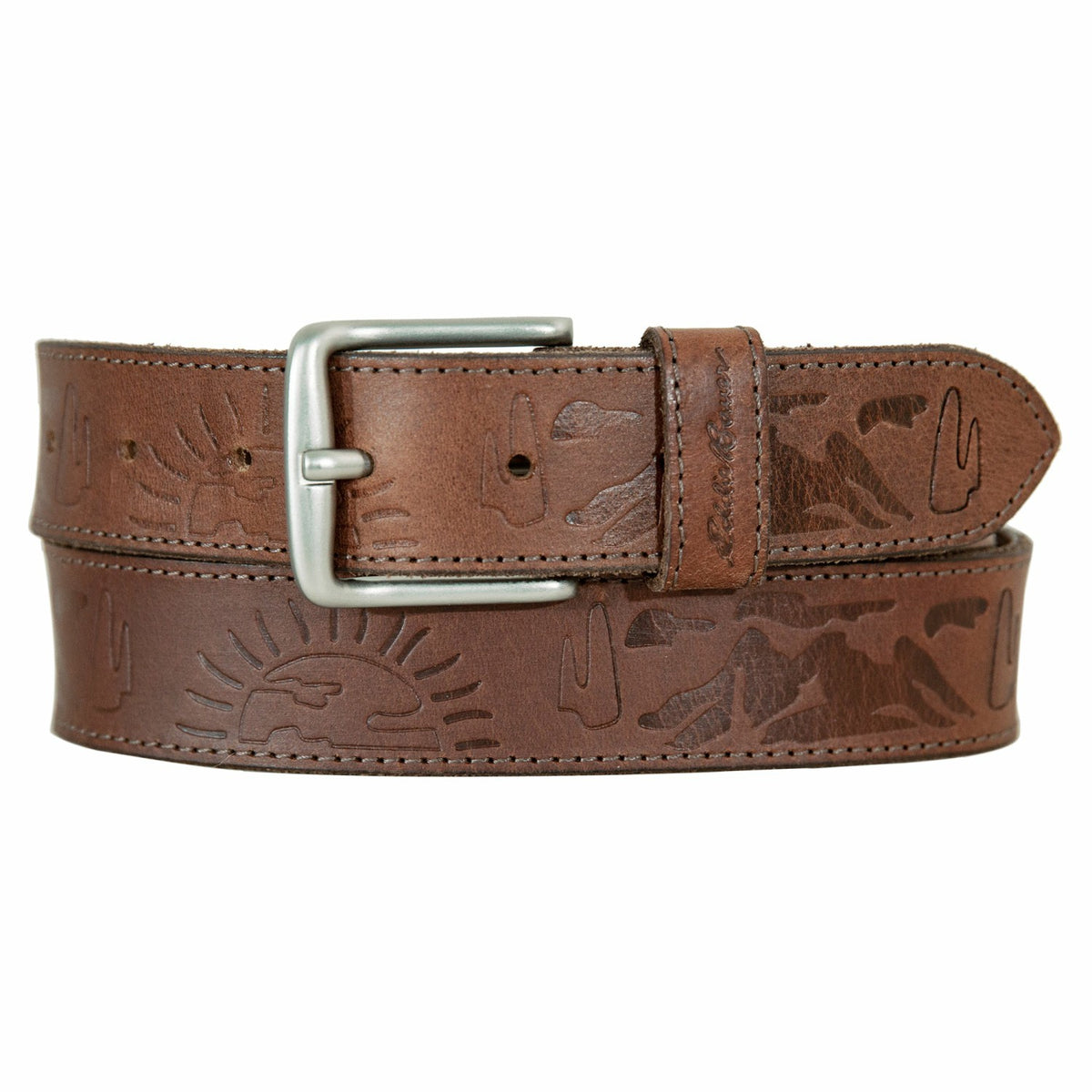 Eddie Bauer Men's Debossed Logo Leather Belt