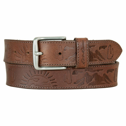 Eddie Bauer Men's Debossed Logo Leather Belt