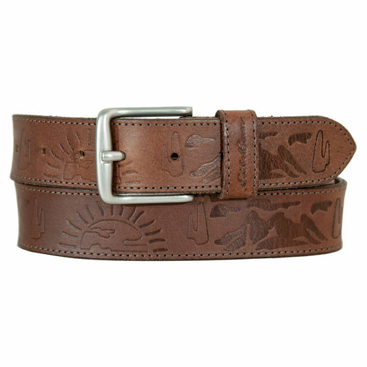 Eddie Bauer Men's Debossed Logo Leather Belt
