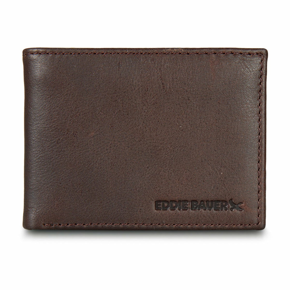 Eddie Bauer EB Signature Logo Leather Flip ID Bifold Wallet