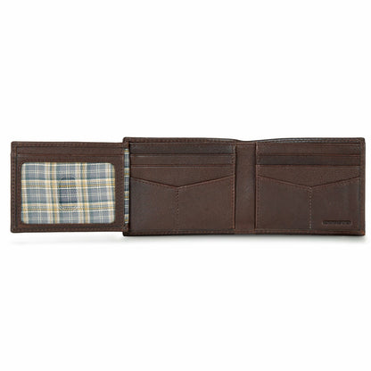 Eddie Bauer EB Signature Logo Leather Flip ID Bifold Wallet
