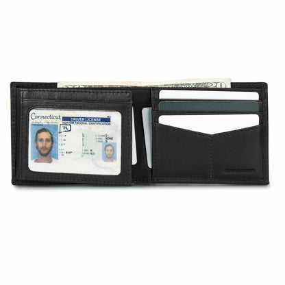 Eddie Bauer EB Signature Logo Leather Flip ID Bifold Wallet