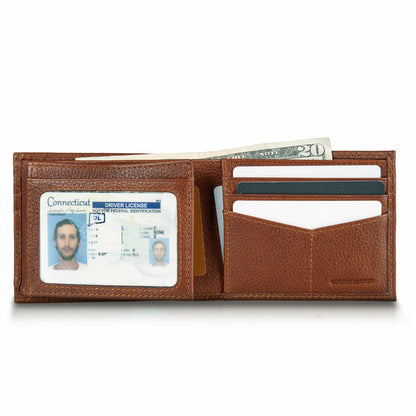 Eddie Bauer EB Signature Logo Leather Flip ID Bifold Wallet