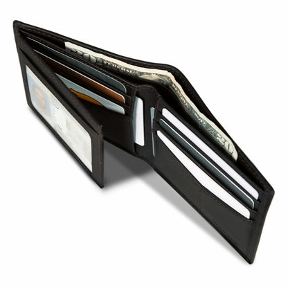 Eddie Bauer EB Signature Logo Leather Flip ID Bifold Wallet