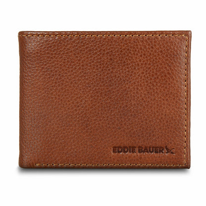 Eddie Bauer EB Signature Logo Leather Flip ID Bifold Wallet