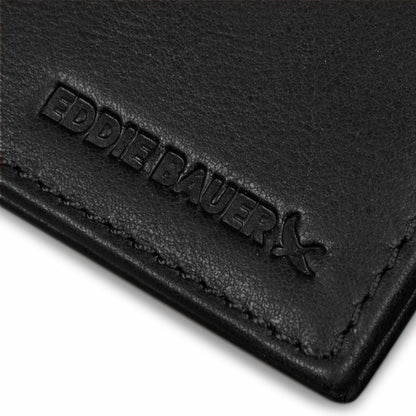 Eddie Bauer EB Signature Logo Leather Flip ID Bifold Wallet