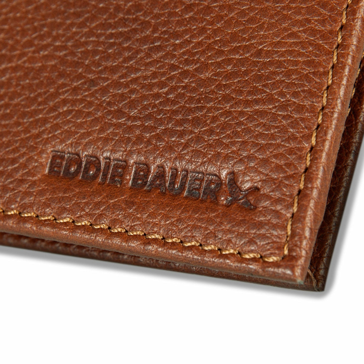 Eddie Bauer EB Signature Logo Leather Flip ID Bifold Wallet