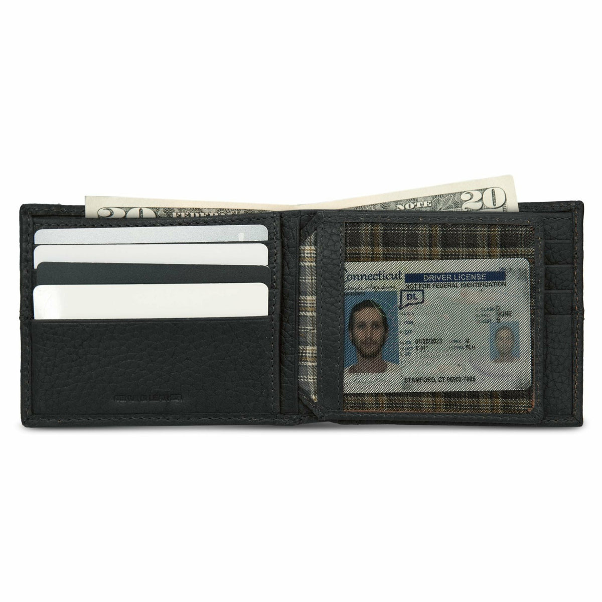 Eddie Bauer EXTRA CAPACITY RUGGED LEATHER BIFOLD WITH FLIP ID