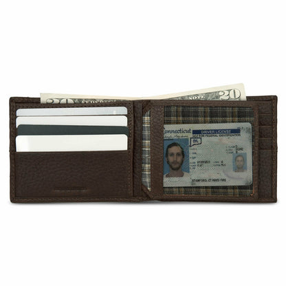 Eddie Bauer EXTRA CAPACITY RUGGED LEATHER BIFOLD WITH FLIP ID