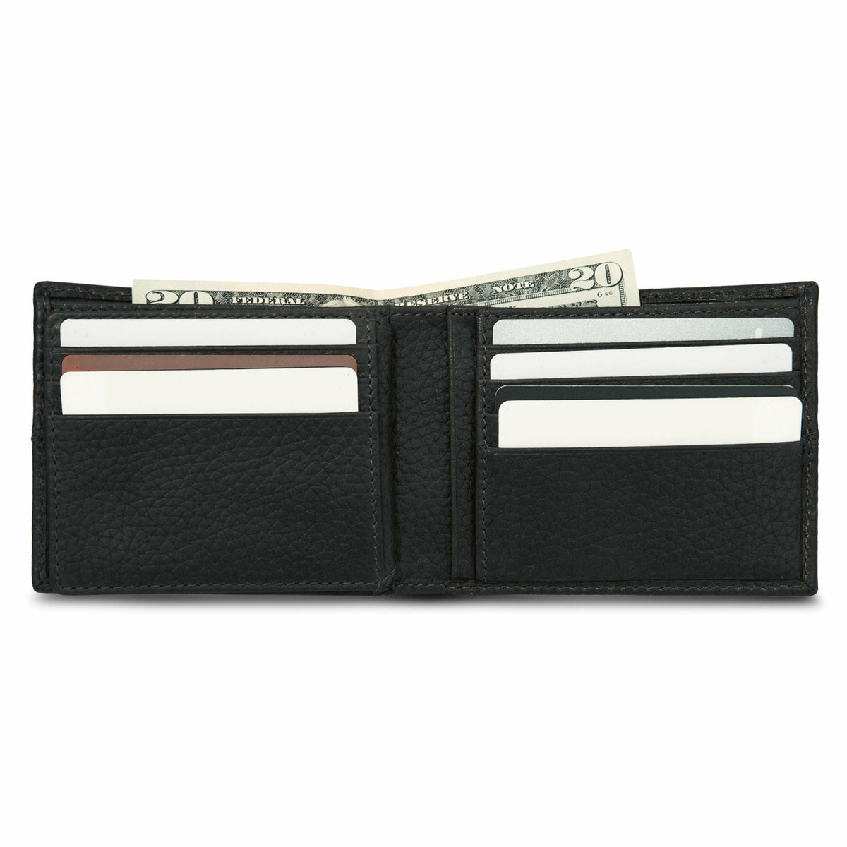 Eddie Bauer EXTRA CAPACITY RUGGED LEATHER BIFOLD WITH FLIP ID