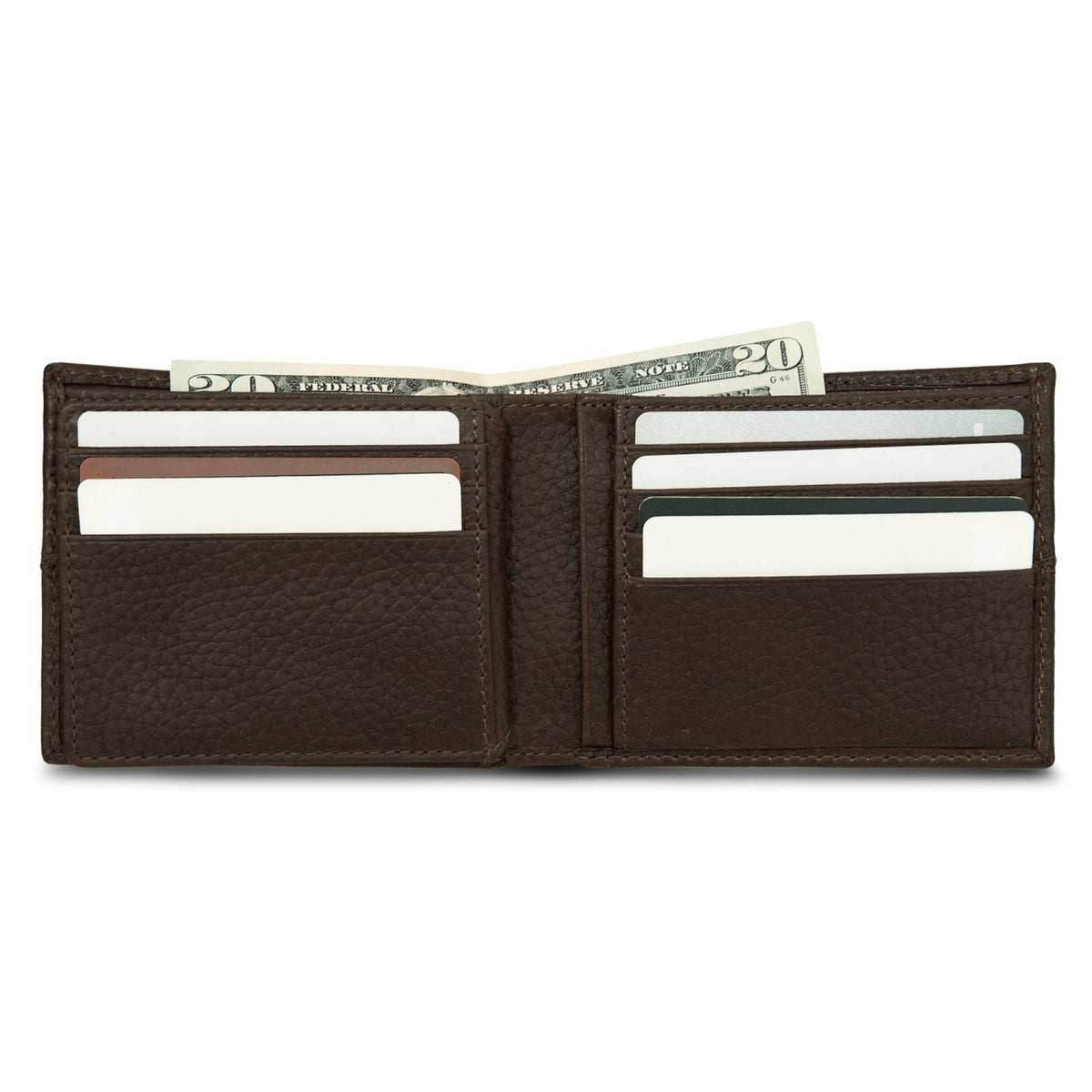 Eddie Bauer EXTRA CAPACITY RUGGED LEATHER BIFOLD WITH FLIP ID