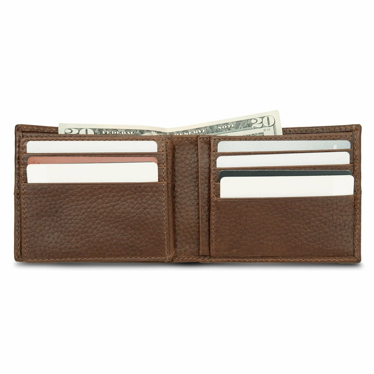 Eddie Bauer EXTRA CAPACITY RUGGED LEATHER BIFOLD WITH FLIP ID